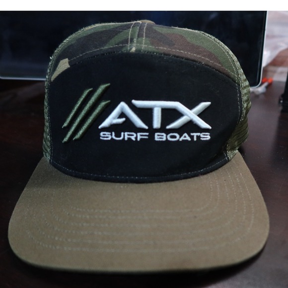 ATX Surf Boats Other - ATX Surf Boats Trucker Hat Camo Black Brown Mesh Snapback 7 Panel Cap OSFM